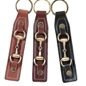 Tory Leather Brass Snaffle Bit Key Fob 1Inx5In Blk