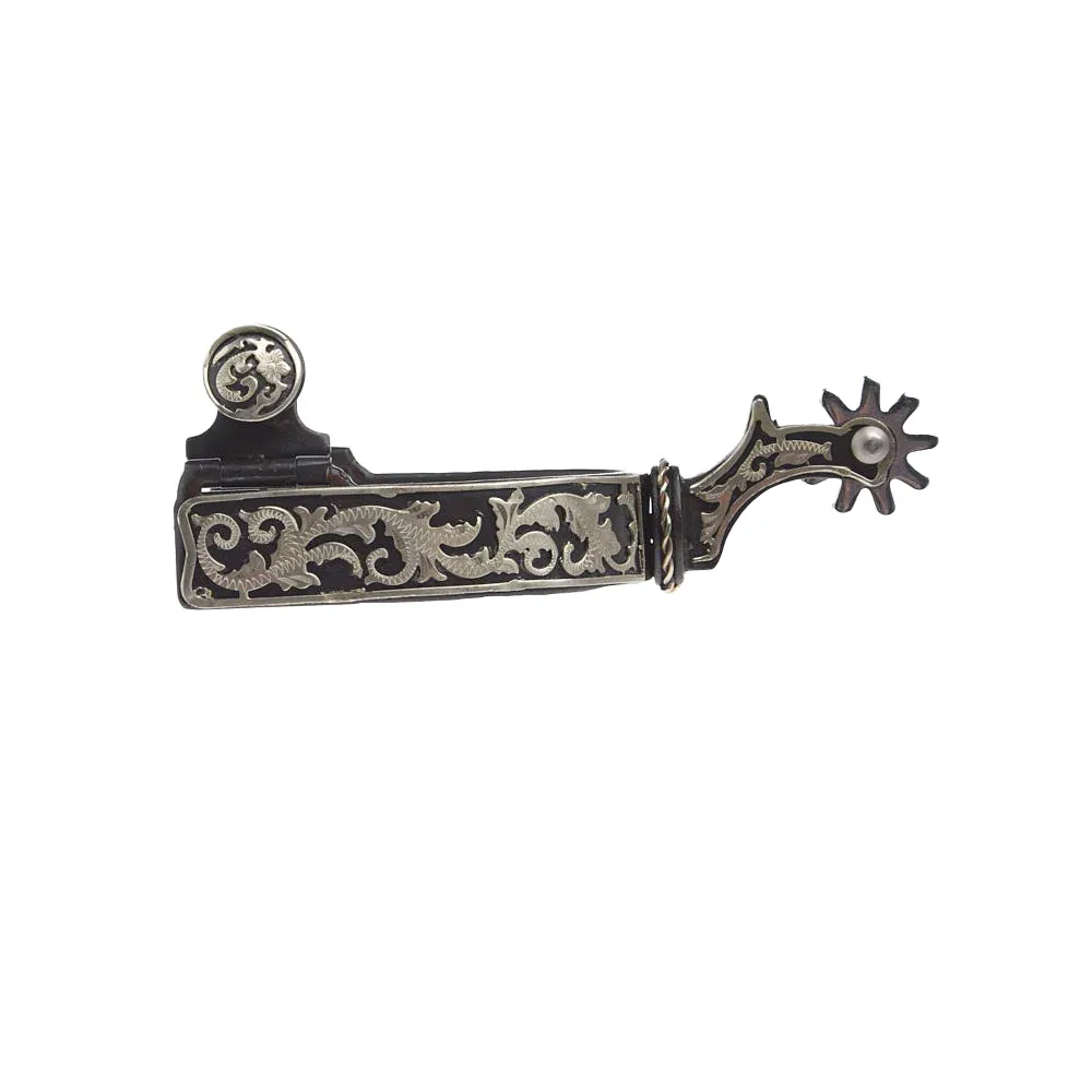 Tough 1 Black Steel with Silver Floral Spur