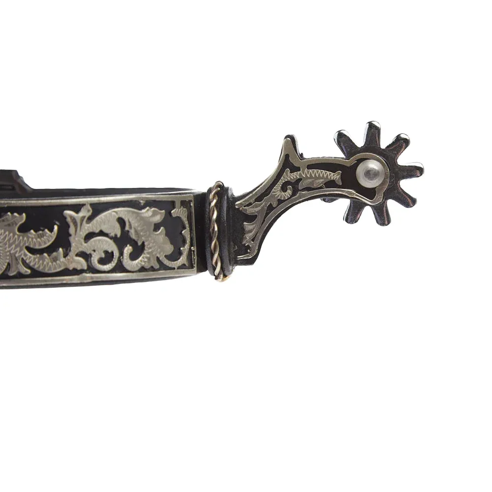 Tough 1 Black Steel with Silver Floral Spur - Image 2