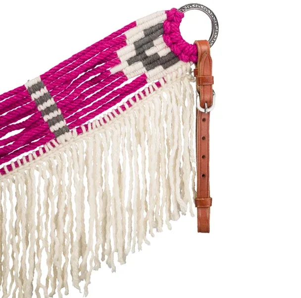 Tough 1 Magenta Cream Grey Wool Breast Collar w/Fringe - Image 2