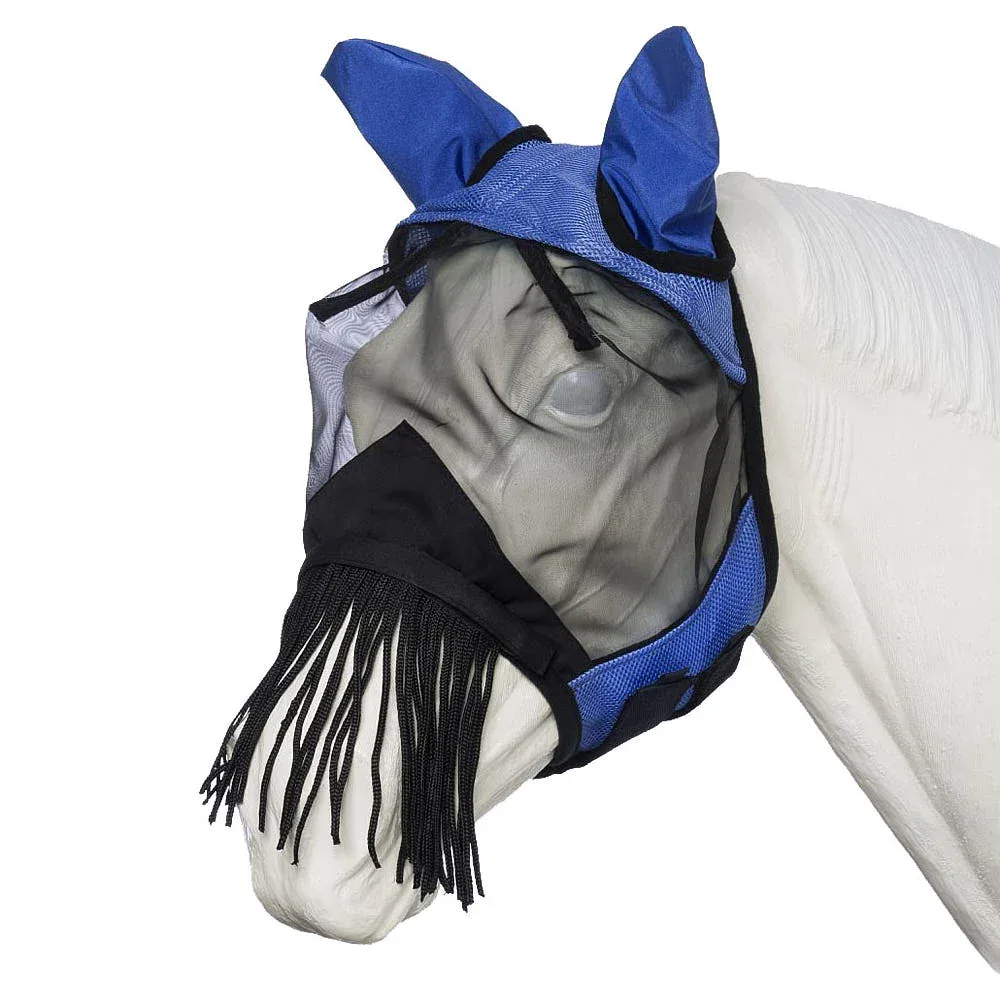 Tough 1 Royal Blue Comfort Mesh Fly Mask with Ears and Removable Nose Piece - Image 2