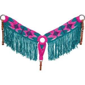 Tough 1 Teal Purple Magenta Wool Breast Collar w/Fringe