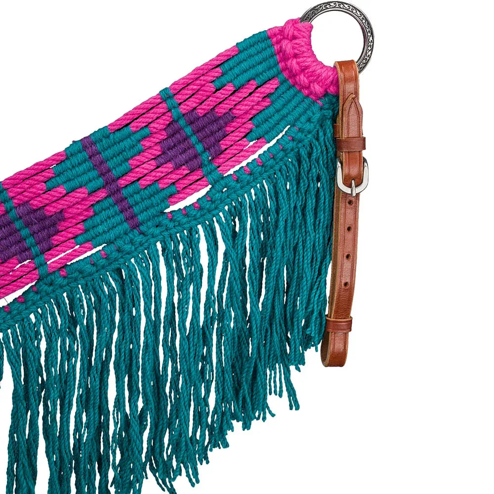 Tough 1 Teal Purple Magenta Wool Breast Collar w/Fringe - Image 2