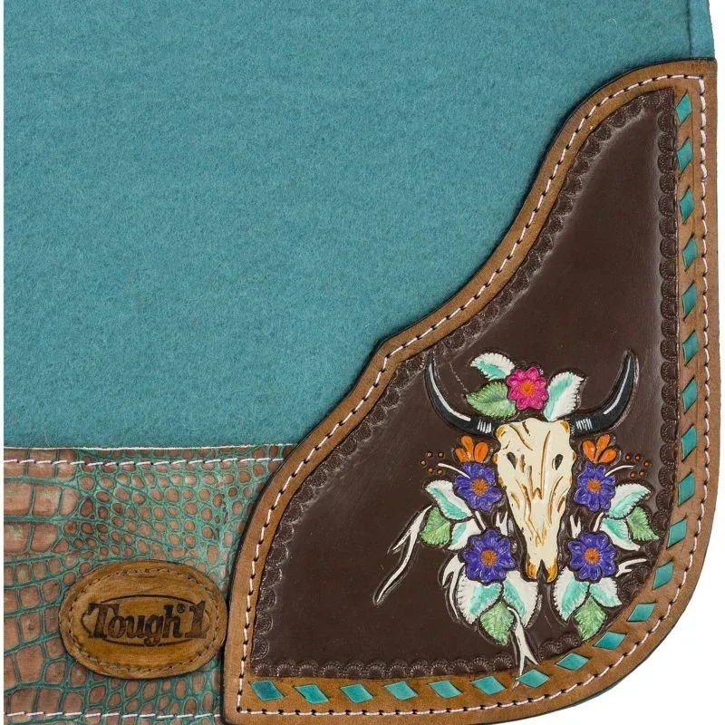 Tough1 Hand Painted Steer Skull Saddle Pad - Image 2