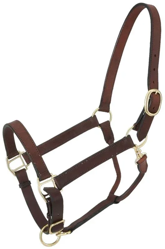 Tough1 Leather Adj Stable Halter with Snap - Image 2