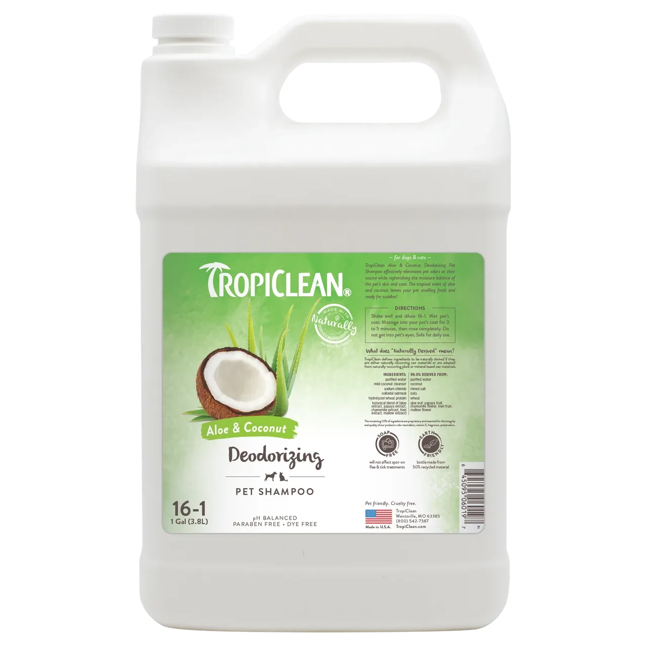 Tropiclean Aloe and Coconut Deodorizing Dog Shampoo, 1 Gallon