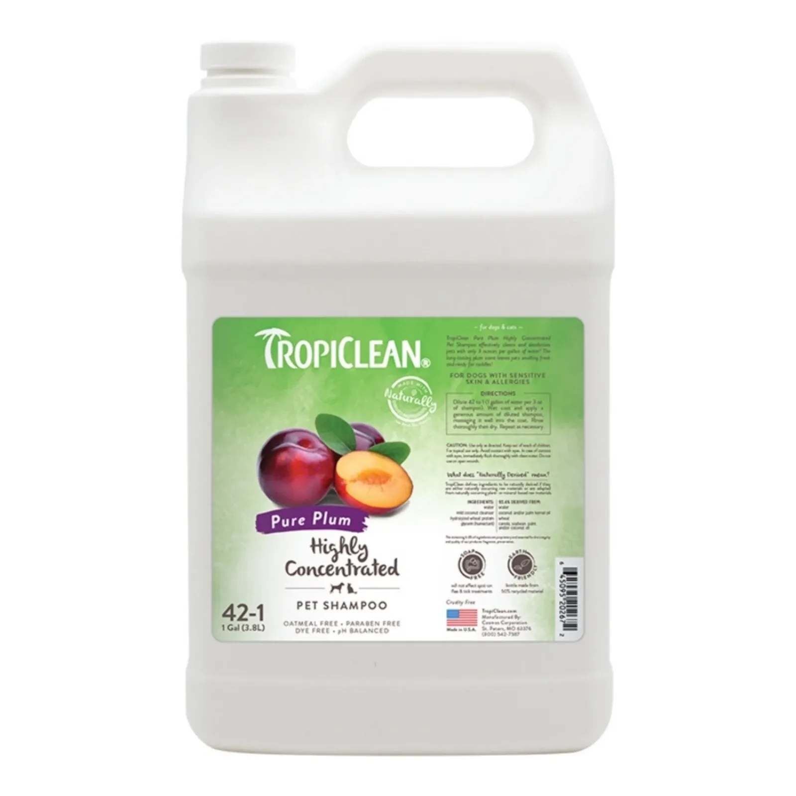 Tropiclean Dog & Cat Pure Plum High Concentrate Pet Shampoo, 1 gal
