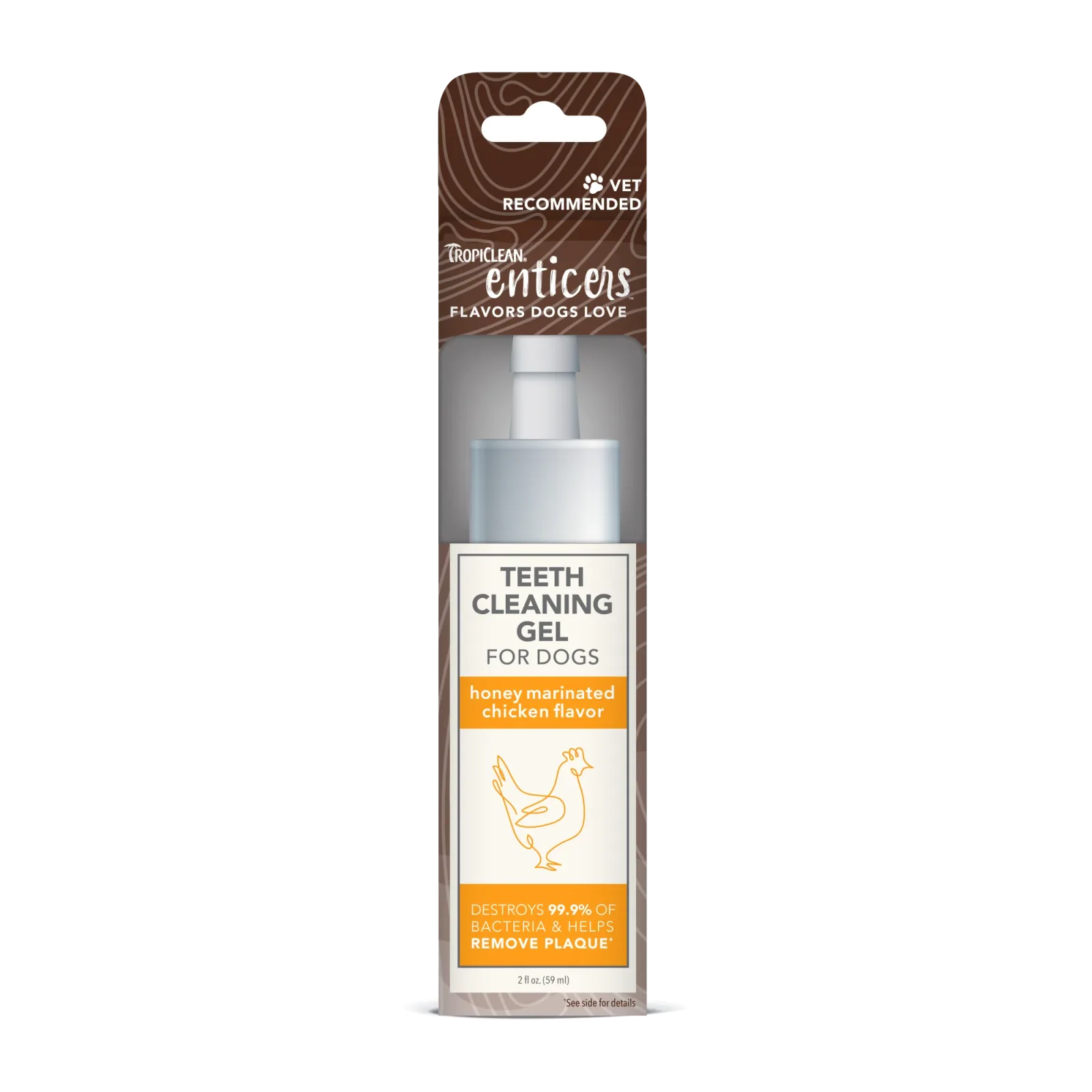 TropiClean Enticers Teeth Cleaning Gel for Dogs Honey Marinated Chicken 2 oz