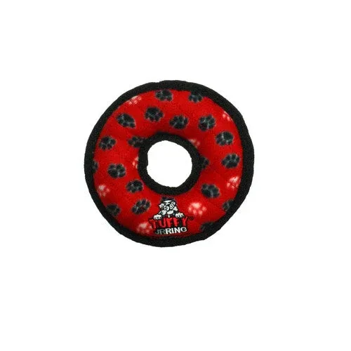 Tuffy Jr Ring Durable Dog Toy Red Paw 7in - Image 2