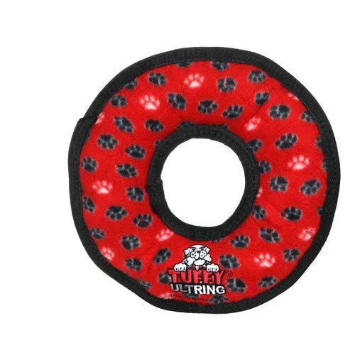 Tuffy Ultimate Ring Durable Dog Toy Red Paw 11in - Image 2