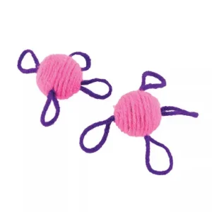 Turbo Pink Wool Balls Batting Cat Toys, 2