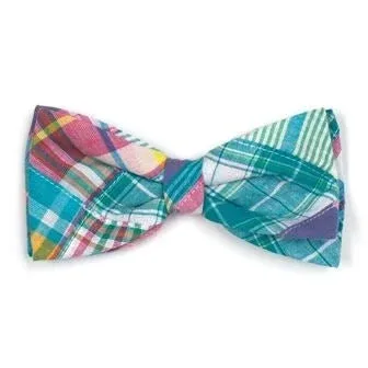 Turq Multi Patch Madras Bow Tie