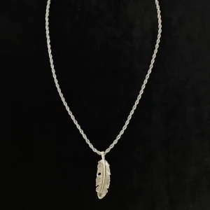 Twister Feather Twisted Chain Necklace 24 Bk/Wh