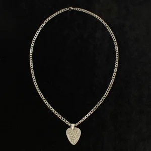 Twister Floral Guitar Pick Chain Necklace 22 Bk/Wh