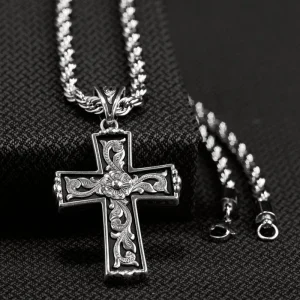 Twister Mens Scrolled Cross Necklace 24