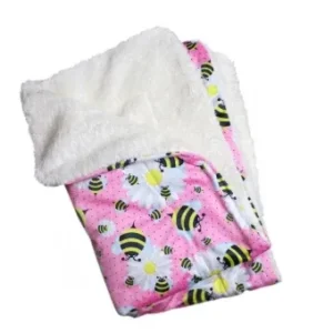 Ultra Soft Minky-Plush Bumblebee and Flowers Blanket