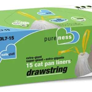 Van Ness Plastics Drawstring Cat Pan Liner White Extra-Giant 15ct