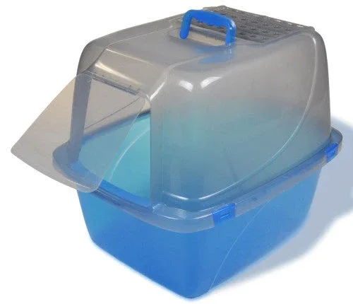 Van Ness Plastics Translucent Enclosed Cat Litter Box Blue Extra-Giant - Image 2