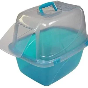 Van Ness Plastics Translucent Enclosed Cat Litter Box, Blue Large