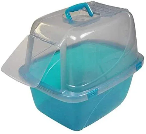 Van Ness Plastics Translucent Enclosed Cat Litter Box, Blue Large
