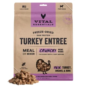 Vital Essentials Dog Freeze-Dried Raw Grain-Free Turkey Entree Mini Nibs, 25 oz