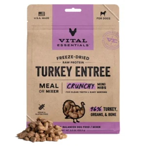 Vital Essentials Dog Freeze-Dried Raw Grain-Free Turkey Entree Mini Nibs, 5.5 oz