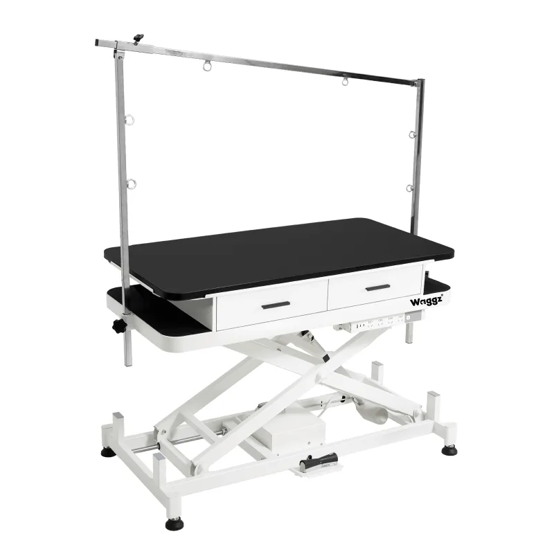 Waggz Store-Low Lite 47” Electric Dog Grooming Table with Drawers (White) - Image 2