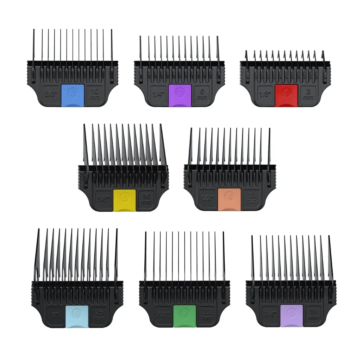 Wahl 8 pc Stainless Steel Wide Blade Attachment Comb Set