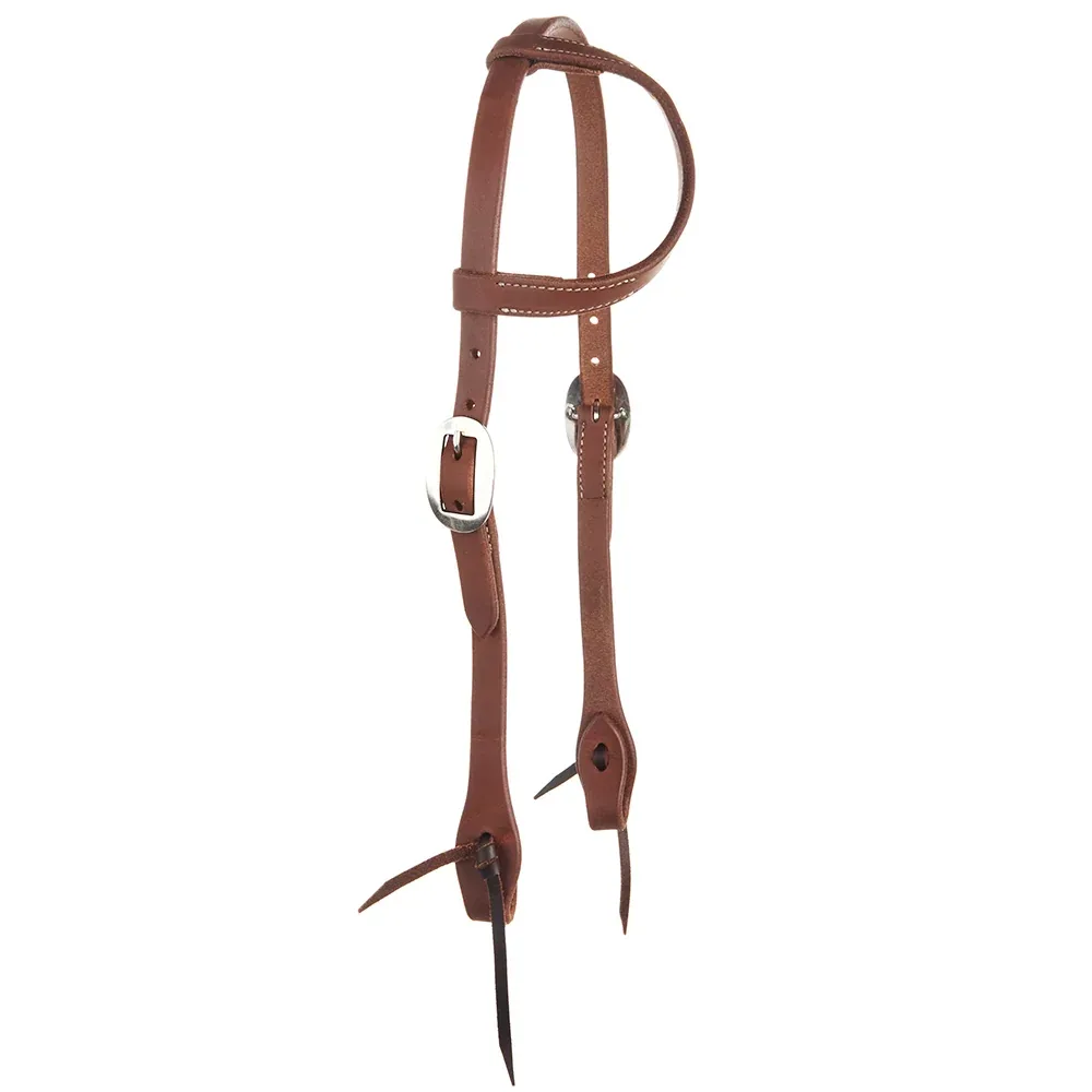 WD Tack Heavy Oiled 3/4 Harness Leather Double Buckle Single Ear Headstall