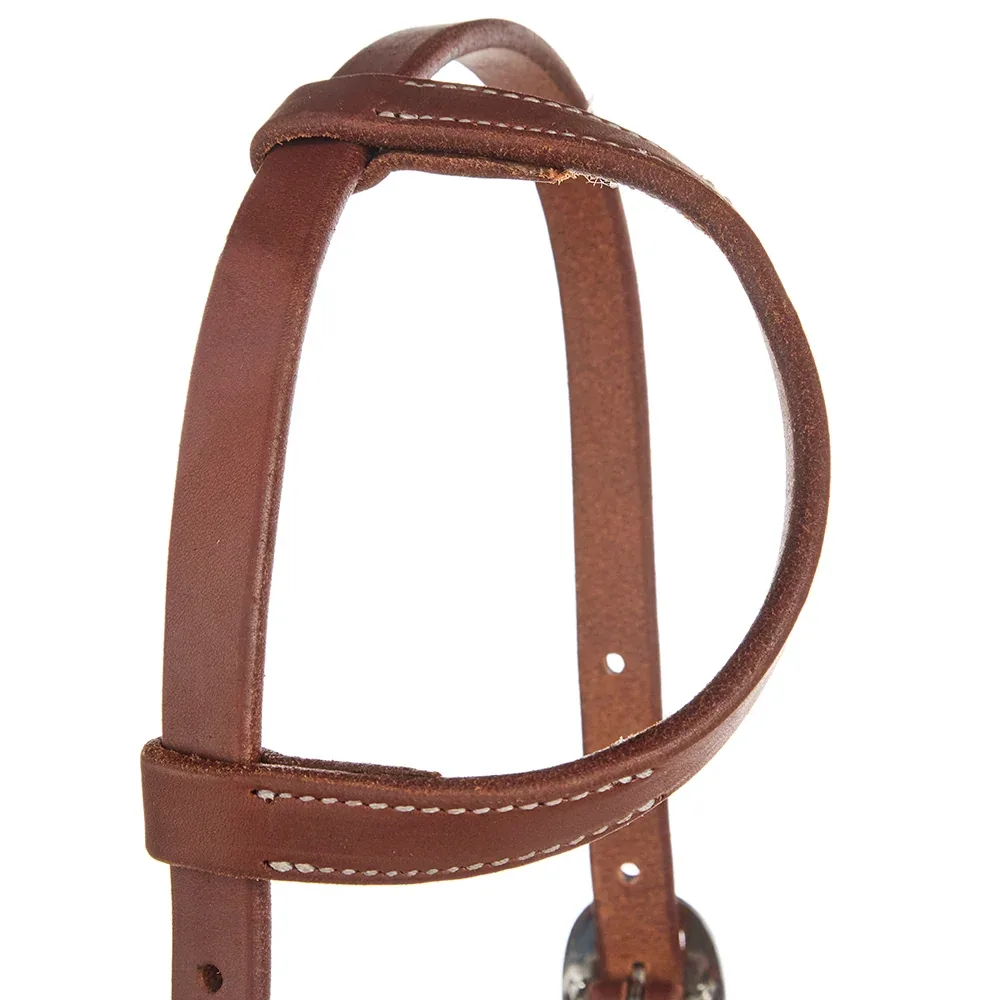 WD Tack Heavy Oiled 3/4 Harness Leather Double Buckle Single Ear Headstall - Image 2