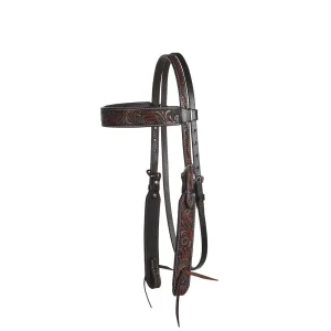 WD Tack Heavy Oiled Antique Floral Browband Headstall