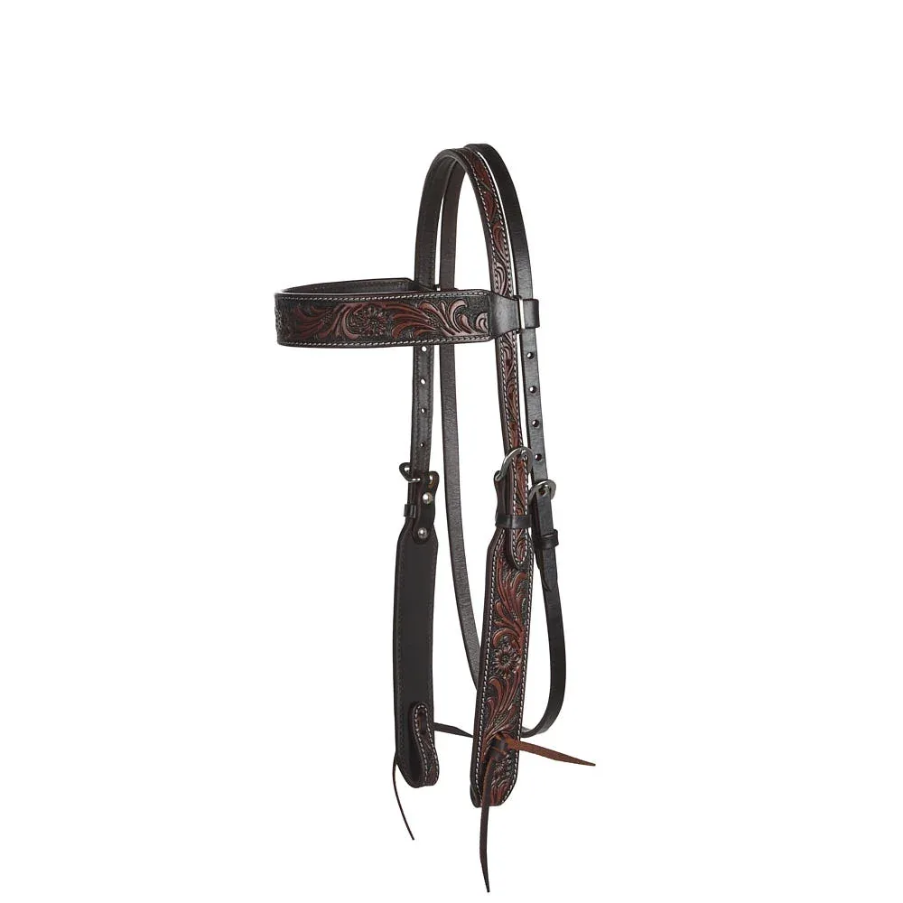 WD Tack Heavy Oiled Antique Floral Browband Headstall