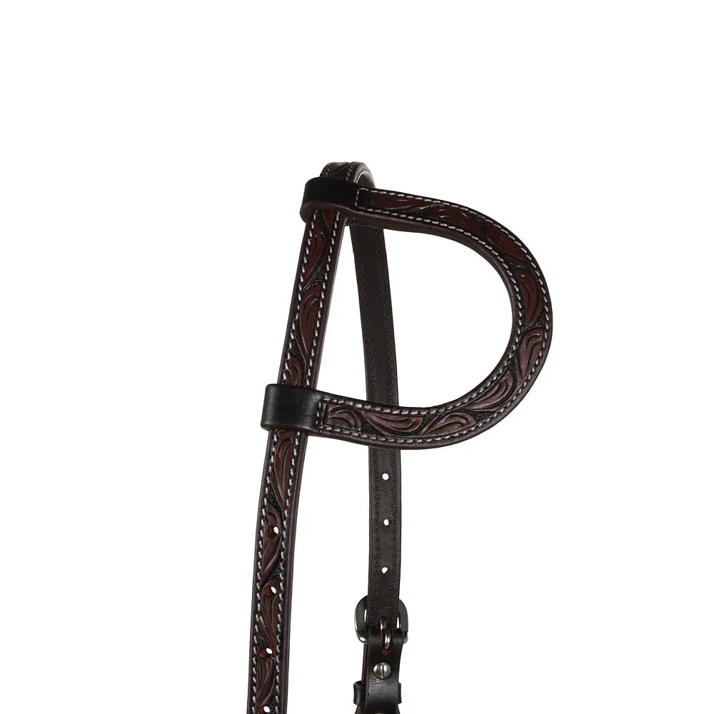 WD Tack Heavy Oiled Antique Floral Single Ear Headstall - Image 2