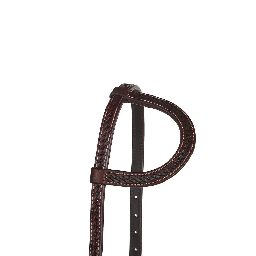 WD Tack Heavy Oiled Basketweave Tooled Single Ear Headstall with Cart Buckles - Image 2