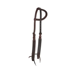 WD Tack Heavy Oiled Basketweave Tooled Single Ear Headstall with Cart Buckles