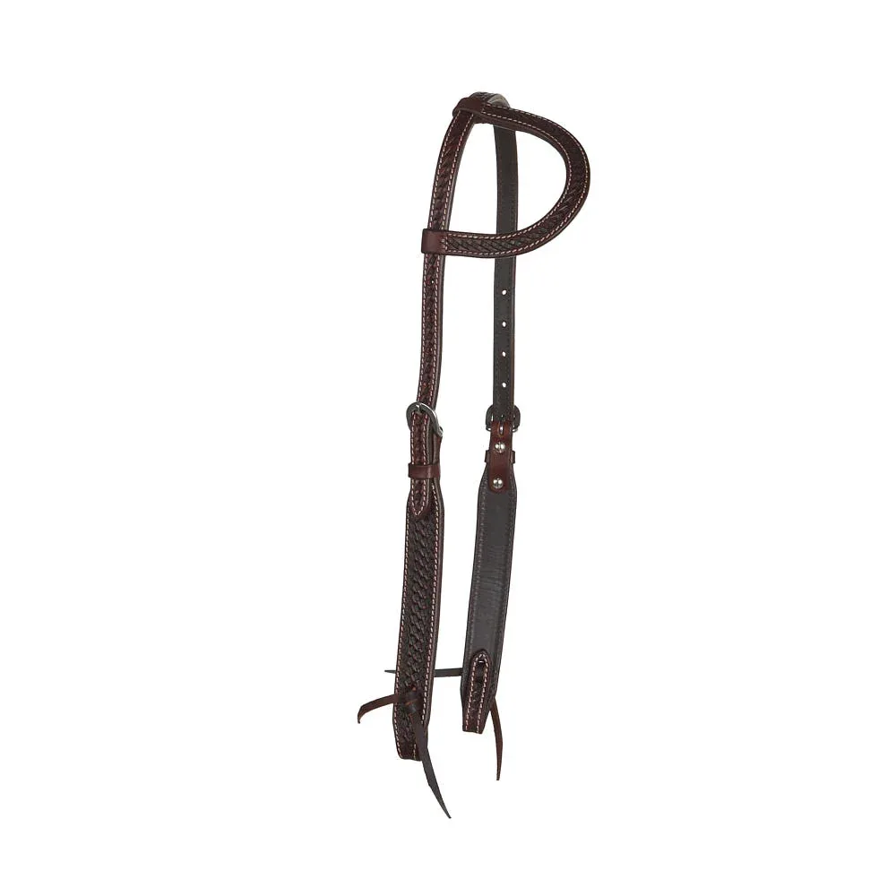 WD Tack Heavy Oiled Basketweave Tooled Single Ear Headstall with Cart Buckles