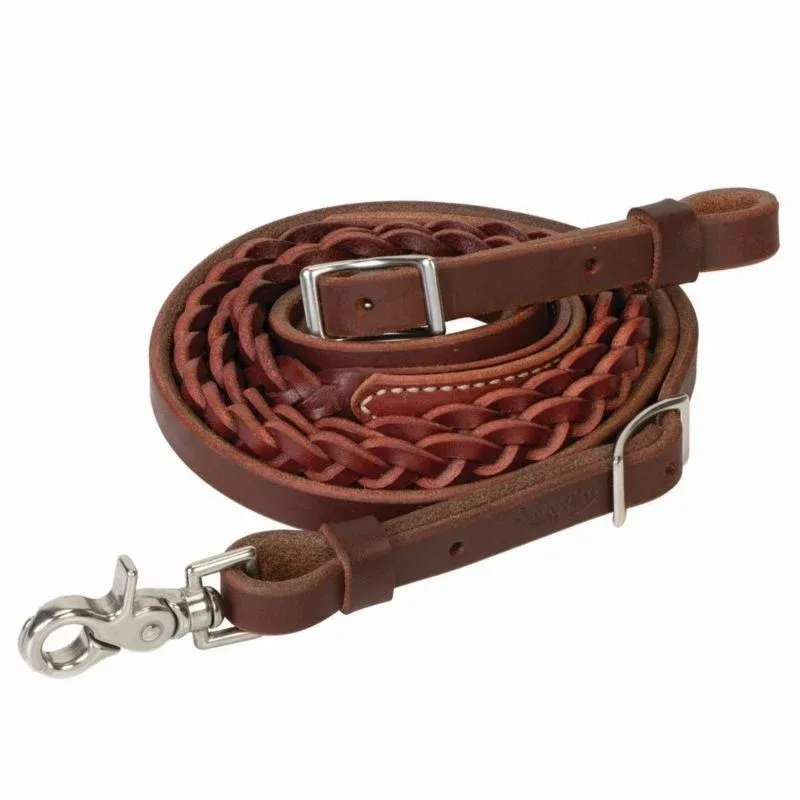 Weaver 3 Plait Braided Roper Rein 5/8x8ft Rose