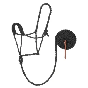 Weaver Leather Black Braided Rope Halter with Lead