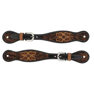 Weaver Turq Cross Ladies Floral Tooled Spur Straps