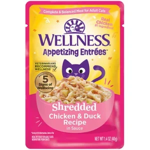 Wellness Appetizing Entrées Shredded Chicken & Duck Recipe in Sauce Adult Wet Cat Food