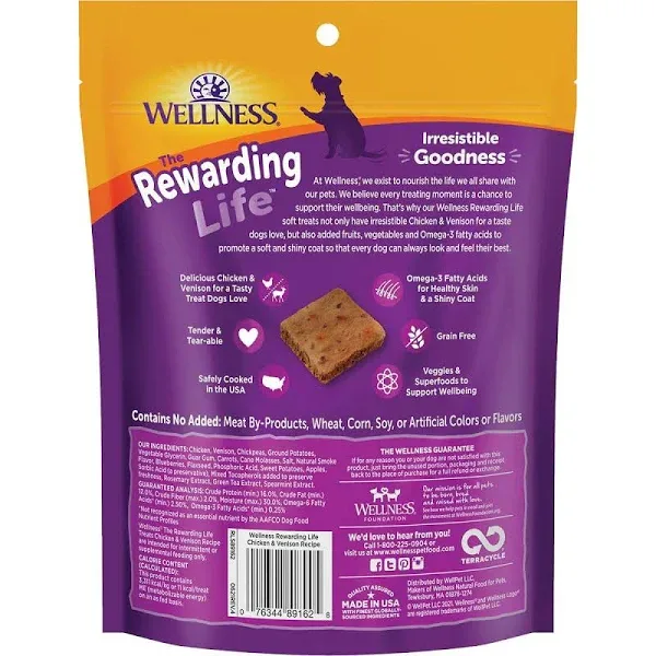 Wellness Rewarding Life Chicken & Venison Recipe Dog Treats, 6 oz. Bag - Image 2