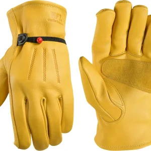 Wells Lamont Mens Cowhide Adjustable Work Gloves
