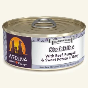 Weruva Dog Steak Frites With Beef, Pumpkin And Sweet Potato in Gravy, 5.5 oz each, Case of 24
