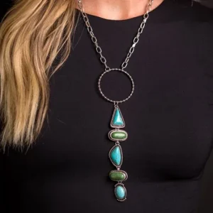 West And Company &Co Green Turquoise Stone Ring Necklace