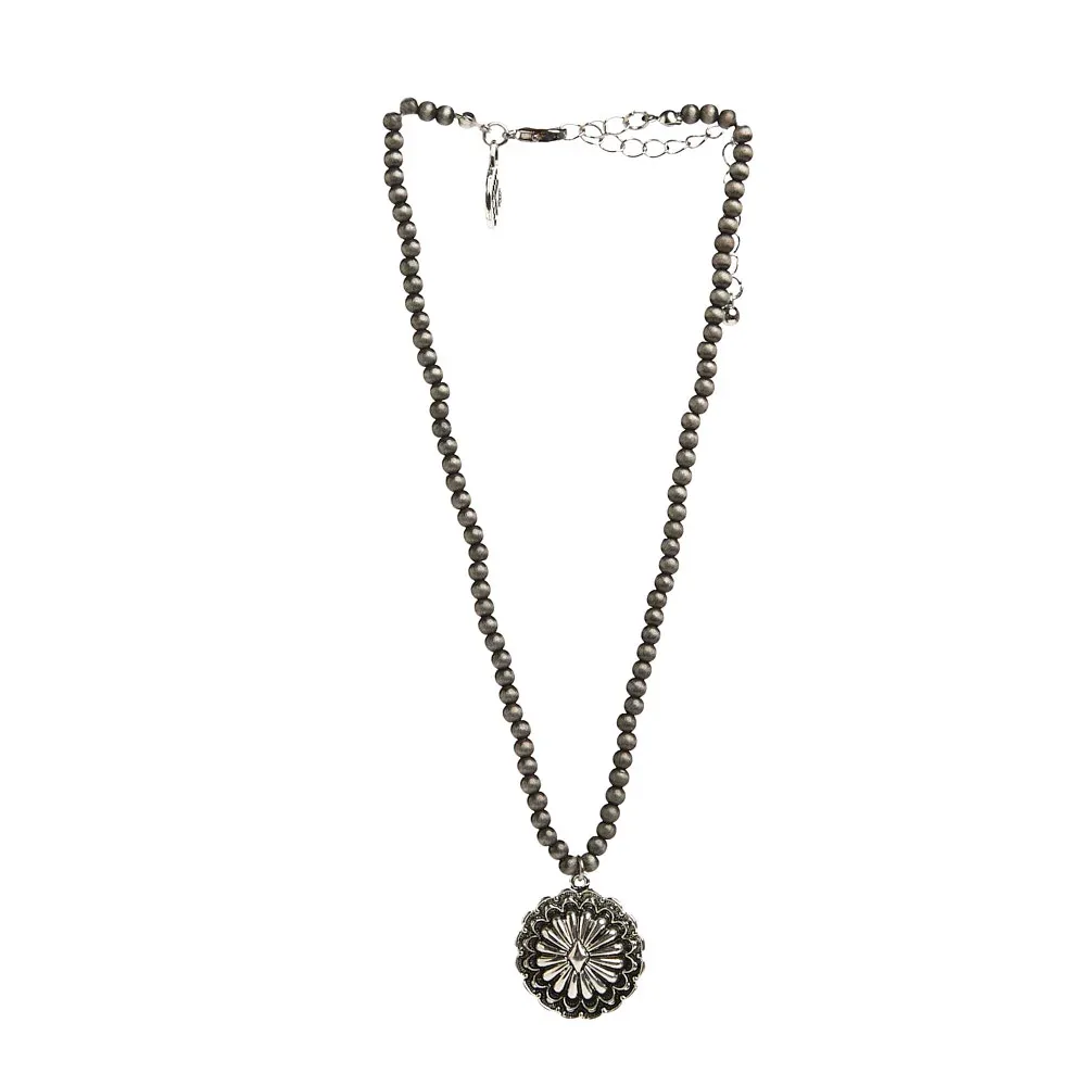 West And Company Dainty Faux Navajo Pearl with Concho Necklace - Image 2