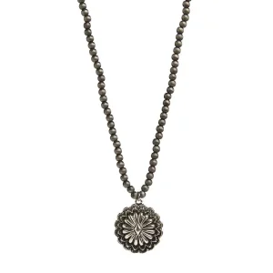 West And Company Dainty Faux Navajo Pearl with Concho Necklace