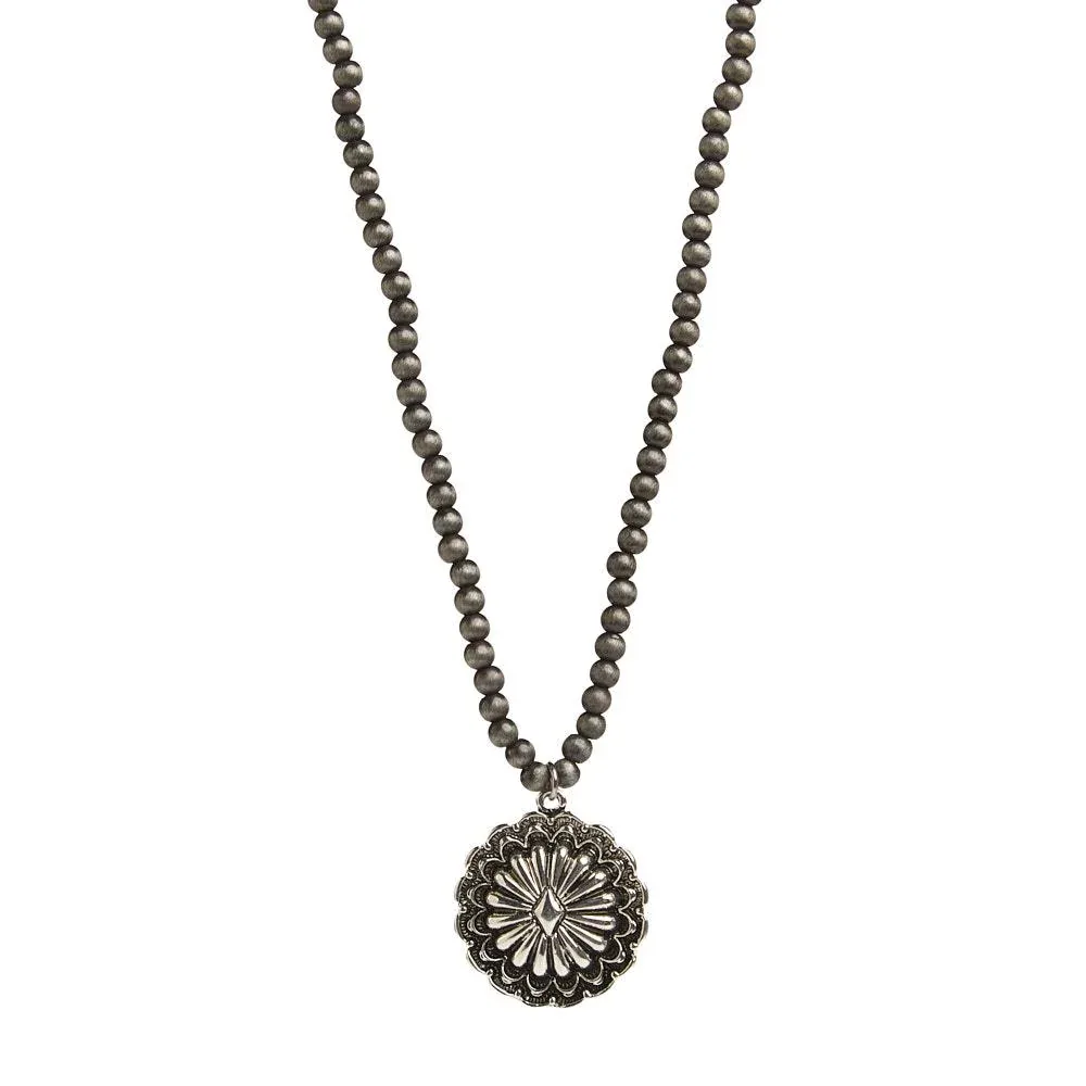 West And Company Dainty Faux Navajo Pearl with Concho Necklace