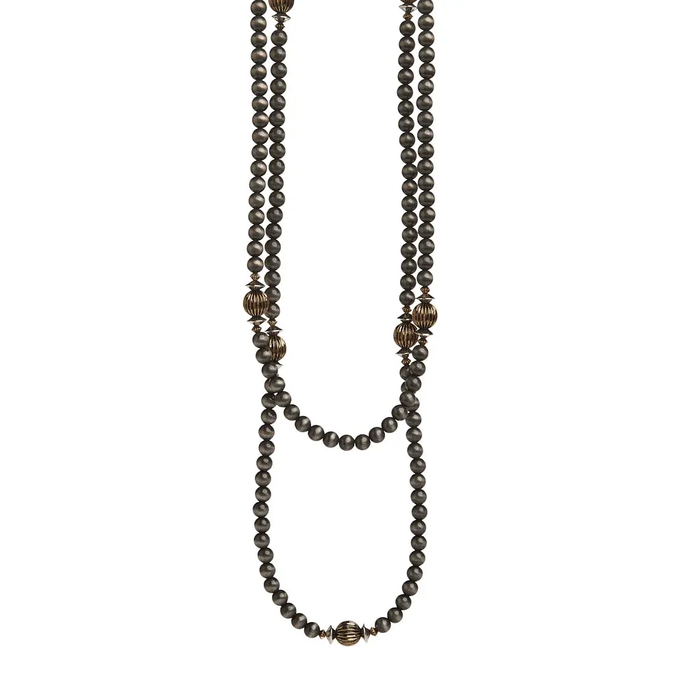 West And Company Faux Navajo Pearl with Gold Necklace - Image 2