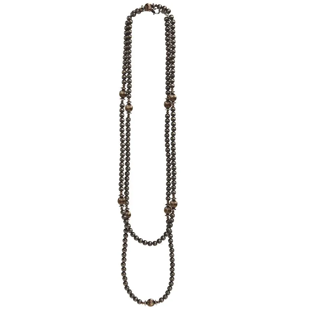 West And Company Faux Navajo Pearl with Gold Necklace