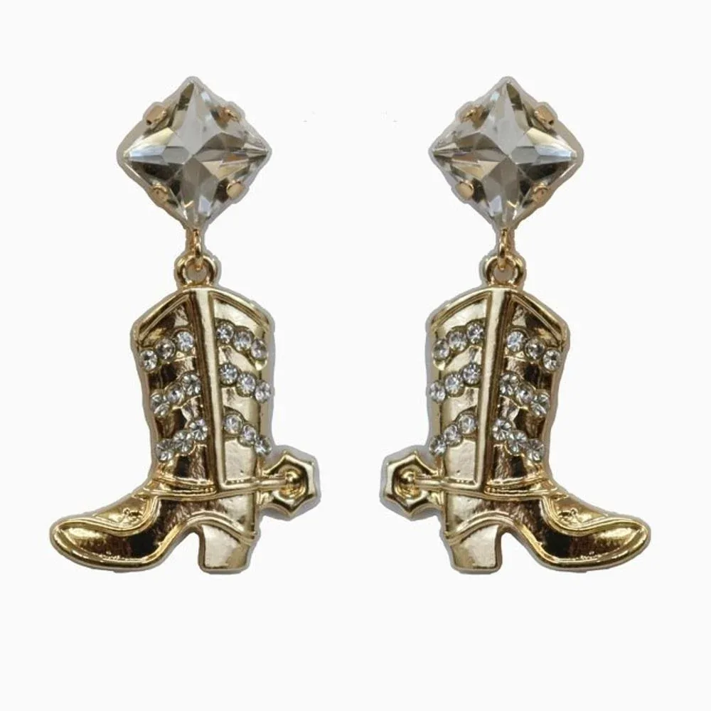 West And Company Gold Cowboy Boot Earrings